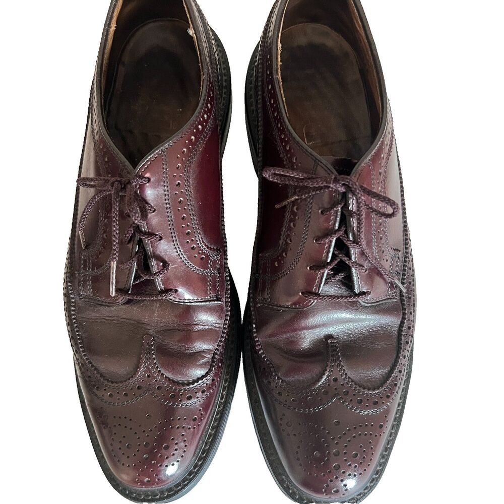 Vintage Dexter Wingtip Oxford Shoes 10 D 217644 Burgundy Leather Made in USA